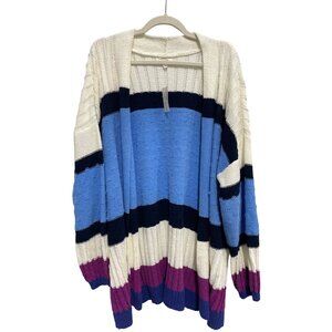Maurices Cardigan Sweater Size XXL Open Front Striped Colorblock Cozy Knit NEW